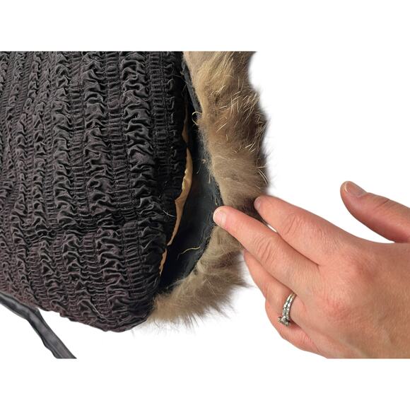1940's-1950's Vintage Double Brown Silver Fox Hand Muff Bag Fur - Picture 5 of 12